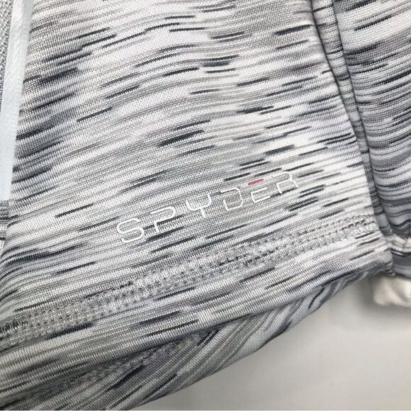 Spyder Active Gray White Marled Heather Print Turtleneck Activewear Pullover - Picture 12 of 16